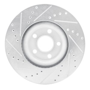 Ford Edge Brake Rotor (1) - Front Right - R1 Concepts - Drilled & Slotted - Silver - `15-`20